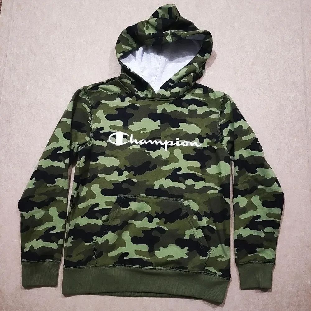 Champion Camo Fleece Long Sleeve Boys Hoodie #Q